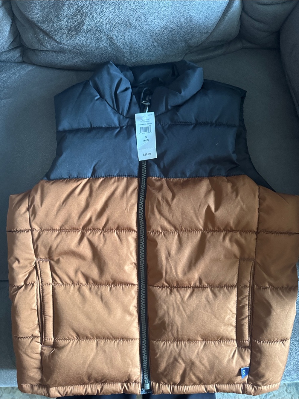 GAP Two-Tone Black and Brown Puffer Vest